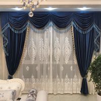 【YD】 New European-style Italian Shading Curtains for Room Bedroom Luxury Made Decoration Curtain Valance