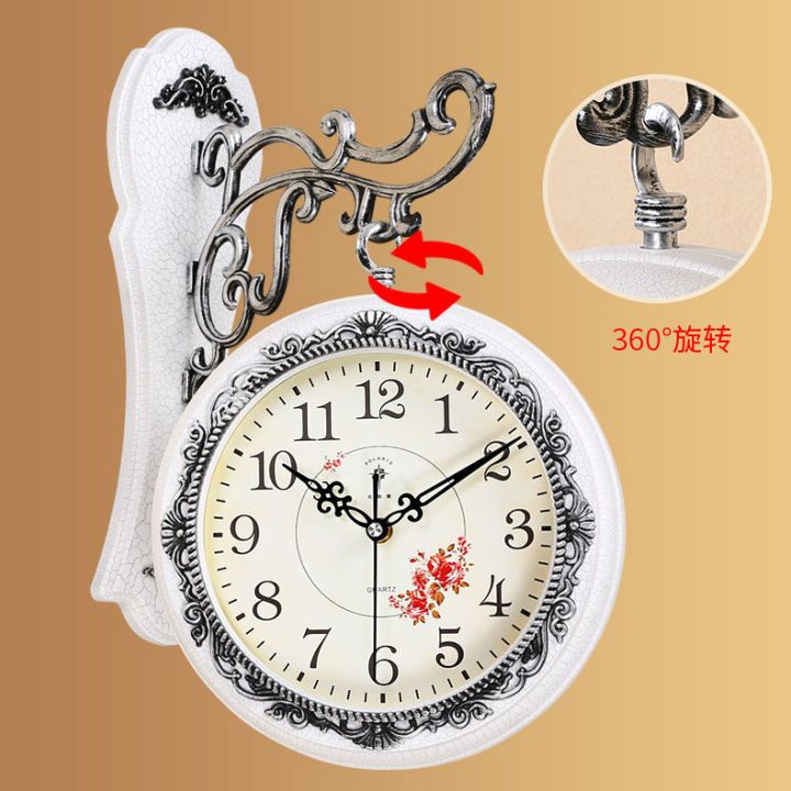 mzd-นาฬิกาควอทซ์โมเดิร์นเรียบง่าย-นาฬิกาแขวนผนังสองด้านสไตล์ยุโรปห้องนั่งเล่นนาฬิกาสองด้านใหญ่เงียบความคิดสร้างสรรค์