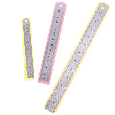 【CW】 Sewing Accessory 15/20/30/50cm Metal Ruler Metric Sided Measuring
