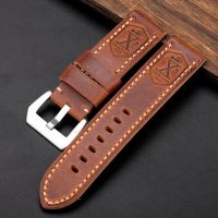 Suitable For Handmade 24 26mm Italy Genuine Leather Watchband Replace Panerai PAM Watch Strap Pin Buckle Bracelet BeltWristband free tool