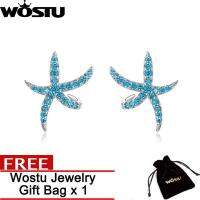 WOSTU July Starfish 925 Sterling Silver Sea Creature Ocean Stud Earrings For Women Jewelry Best Gift ZBBSE136