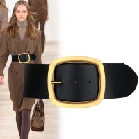 HOT Genuine Leather vintage Big Metal Buckle Wide Belt Personality Women New Fashion Tide All match cowskin strap belts for jean