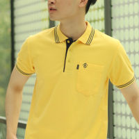 POLOLAND เสื้อโปโลชายทรงตรง รุ่นไลน์ - สีเหลือง (+2 สี)