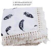 ∈☬ 127D Baby Tassel Swaddle Wrap 2 Layer Soft Pure Cotton Receiving Blanket Muslin Quilt