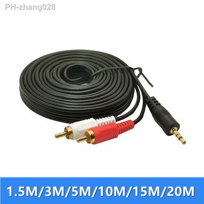 3.5mm Plug Jack Connector to 2 RCA Male Music Stereo Audio Adapter Cable Audio AUX Line for Mp3 Phones TV Sound Speakers 1.5m-5m
