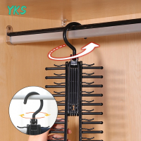 ?【Lowest price】YKS ปรับได้360องศาหมุน20 Bow Tie Storage Rack Belt ผ้าพันคอผ้าไหม