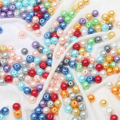 4/6/8/10mm Round Hole Imitation Pearl Glass Loose Beads Handmade DIY Bracelet Necklace Accessories