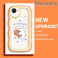 Chenyyka เคสสำหรับ Realme C30 C30s Narzo 50i Prime เคสการ์ตูนน่ารักสีขาวหมีแฟชั่นขอบคลื่นเคสโทรศัพท์โปร่งใสน่ารักเลนส์กล้องถ่ายรูปใสกันกระแทกเคสซิลิโคนนิ่ม