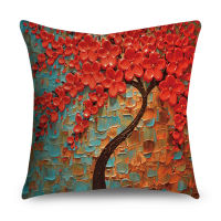 Decorative oil painting tree cushion cover polyester bohemian geometric home decoration chair car sofa pillow case