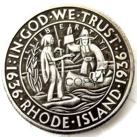 【Booming】 upaxjl 1936 Rhode IslandCommemorative Half Dollar Silver Plated