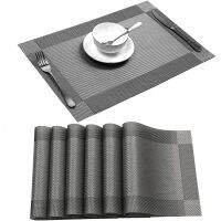 64pcs Rectangle Placemat Restaurant Washable PVC Durable Dining Table Weave Mats Frame Teslin Disc Bowl Coaster Non-slip Pad