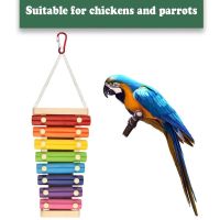 Bird Intelligence Toy Parrot Educational Training Rope Hanging Chicken Xylophone Toy for Hens Suspensible Wood Chew Toy 8 Keys