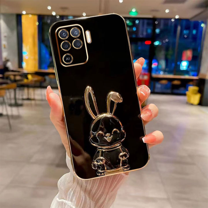 andyh-new-design-for-oppo-a94-reno-5f-f19-pro-case-luxury-3d-stereo-stand-bracket-smile-rabbit-electroplating-smooth-phone-case-fashion-cute-soft-case