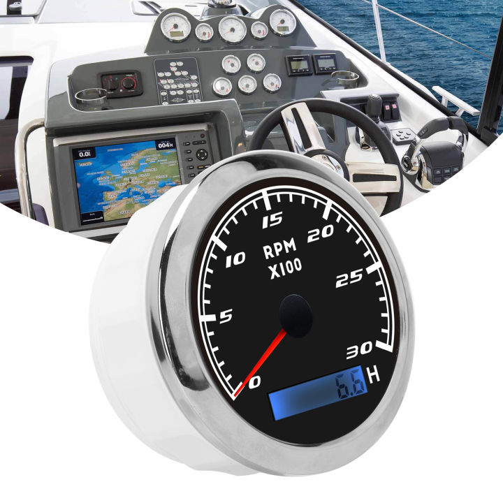 เครื่องวัดความเร็วรอบเครื่องวัดความเร็วรอบต่อนาทีตัวชี้แบบดิจิตอล9-30v-สำหรับเรือสำหรับรถยนต์