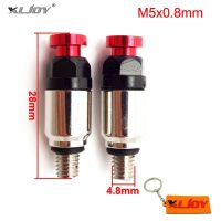 XLJOY วาล์วที่ระบายอากาศตะเกียบหน้า M5x0.8mm แดงสำหรับ CRF 450 450R 450X 250 250X 250R รถจักรยานวิบากโมโตครอส