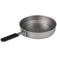 Ultralight 1400Ml Titanium Fry Pan Grill กระทะพับ Handle สำหรับทำอาหารกลางแจ้งแคมป์ปิ้งเดินป่า Backpacking