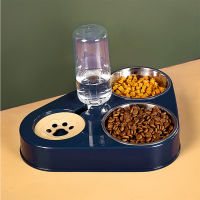 3-in-1 Dog Feeder Bowl Dog Water Bottle Cat Automatic Drinking Bowl Stainless Steel Double Bowl Pet Waterer Feeder For Cats