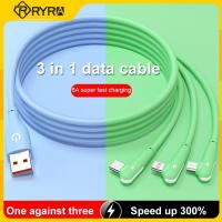 RYRA 66W 3 IN 1Super Fast Charge Mobile Phone Data Cable Elbow 6A Full Model Car Charging Line For Android Apple Type c