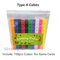 CubesTypeA 100ชิ้น CubesTypeA Moulty Lining Math CubesTypeA พร้อมชุดตัวเลขการ์ดกิจกรรมก้อนของเล่นนับการเชื่อมต่อทางคณิตศาสตร์สำหรับการเรียนรู้ของเด็ก