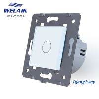 WELAIK EU European 45*45mm Single FireWire 1~1000W 1gang 1way Crystal Glass Panel Smart LED Light Wall Touch Switch 220V A911W