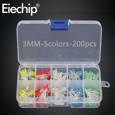 100pcs/lot 3mm LED Light Emitting Diode Kit White Green Red Blue Yellow F3 Led Diode Assorted set Electrical Circuitry Parts