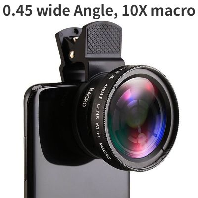 2 IN 1 Lens Universal Clip 37mm Mobile Phone Lens Professional 0.45x 49uv Super Wide-Angle + Macro HD Lens For iPhone 13 Xiaomi