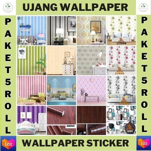PAKET Wallpaper Dinding 5ROLL Stiker Dinding Motif Dan Karakter Premium