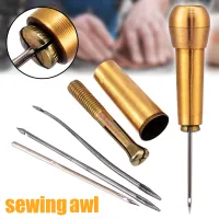 Idealhere 1pc Sewing Awl Hand Stitcher Taper Canvas Leather Tent Repair Tool +3pcs Needles