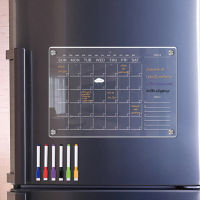 อะคริลิคใส Magnetic Dry Erase Calendar Set With 6 Pens-Magnetic Board Daily Weekly Monthly Planner Message Board For Kitchen