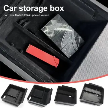 for Tesla Model 3 2024 Highland Center Console Armrest Storage Box  Organizer Central Flocking ABS Car
