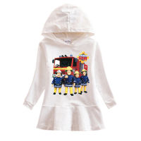 Fireman Sam หญิงเสื้อกันหนาวชุดกระโปรงแขนยาว Hooded ชุดเดรสมีระบายการ์ตูนเด็กแฟชั่น All-Match ใหม่ Hooded เสื้อกันหนาวผ้าฝ้ายเสื้อผ้าชุดเดรสสำหรับเด็ก Casual ชุดเดรสทรงหลวม