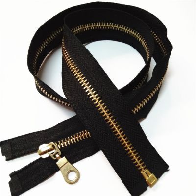 ☃✎☜ 5Pcs 70Cm Jacket Style Brass Metal Divider Zipper Black Nylon Coil Zipper