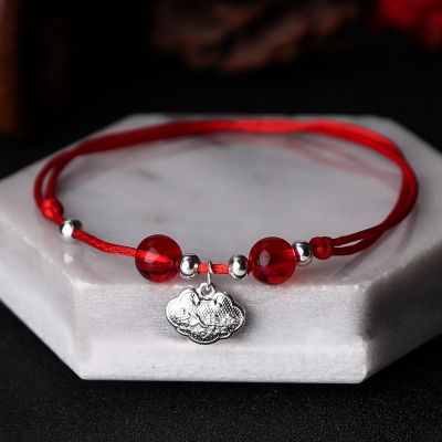 Korean Style Student Mori Style Red Rope Elegant Anklet for Women R Style Creative Foot Chain Blessing Ank复古风创意脚绳福气脚链let