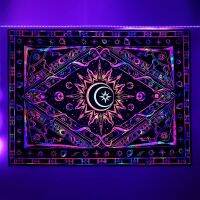 Fluorescent Tapestry UV Luminous Blue Background Fabric Bedroom Bed Head Cloth Hanging