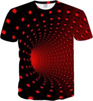 Mens Time Tunnel Short Sleeve 3D Graphic Printed Top Tees Pattern Cool Designs Comfy Round Neck Daily Basic T Shirts (Red,X-Large)