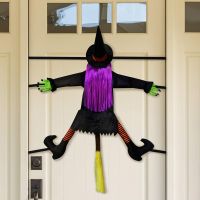 【CW】 2022 New Halloween Witch Doll Courtyard Crashing Into Tree Decoration Toys Funny Door Porch Decors