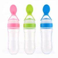 Squeezing Feeding Bottle Spoon Bottle Feeder Newborn Baby Training Drink Spoon Safe Tableware Training Feeder Bowl Fork Spoon Sets