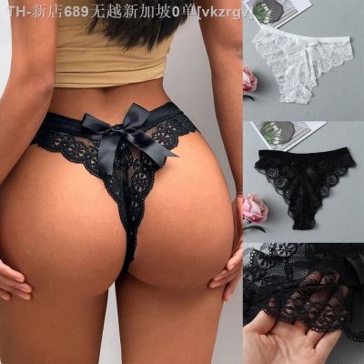 【CW】❈  2022 New Womens Hollow Bow Panties Flowers G String Thong Ladies Breathable Transparent Briefs