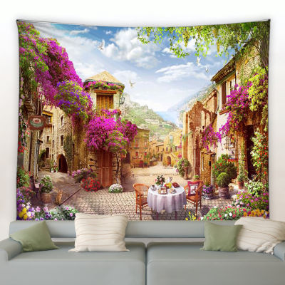 【cw】Beautiful Ancient Architecture Print Wall Hippie Tapestry Polyester Fabric Home Decor Wall Rug Cars Hanging Big Couch Blanket