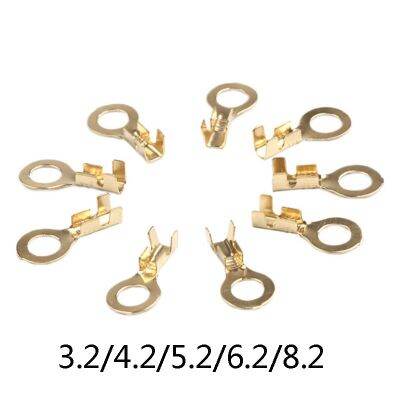 50pcs/lot  Golden O-Type 3.2/4.2/5.2/6.2/8.2 CrimpTerminals Electric Sertir Car Speaker Male Terminal Cold Pressed Plating Lug Electrical Connectors