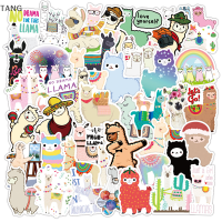 TANG 50pcs llama อัลปาก้าสติกเกอร์น่ารัก Kawaii การ์ตูนอูฐแกะสติกเกอร์สัตว์