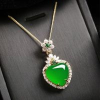 New Agate Jewelry Jade Natural Green Chalcedony Pendant Jade Necklace Fashion Collar Chain Love Shaped Jade Pendant Buckle ZTQK ZTQK