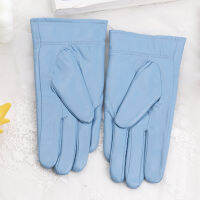 ฤดูหนาวแฟชั่นผู้หญิงถุงมือหนัง Coral Gleece Warm Femal Mittens ผีเสื้อ Soft Windproof