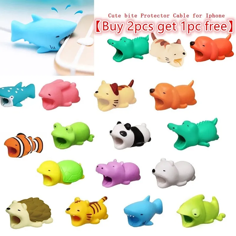 Buy 2pcs get 1pc free】Cute Animal Cable Bite Cable Protector Cord Wire  Protection for Android for iPhone Type-c Phone Data Cable | Lazada Singapore