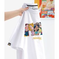 ขายดี!Disney เสื้อยืดแขนสั้น ผ้าฝ้ายแท้ พิมพ์ลายดิสนีย์ สีขาว แฟชั่นฤดูร้อน สําหรับผู้หญิงS-5XL