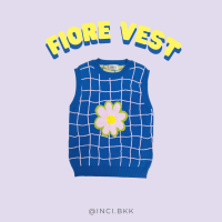 (inci.bkk) FIORE VEST เสื้อกั๊ก knit ลายตาราง ดอกไม้ ดีเทลปักมือ