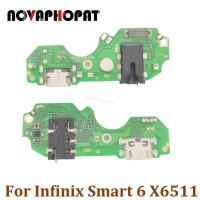 Novaphopat สำหรับ Infinix สมาร์ท6 X6511แท่นชาร์จยูเอสบีหูฟังช่องเสียบปลั๊กแจ็คเสียงไมค์ไมโครโฟนบอร์ดชาร์จแบบยืดหยุ่น