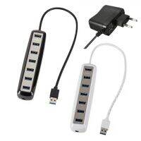 7 Port USB 3.0 HUB High Speed ABS With 5V2A Power Adapter for WindowsVista 7810LinuxMac -Black