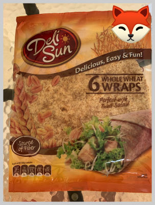 { Deli Sun } Plain Whole Wheat  flour Wraps  6 SHEETS Size 360 g.