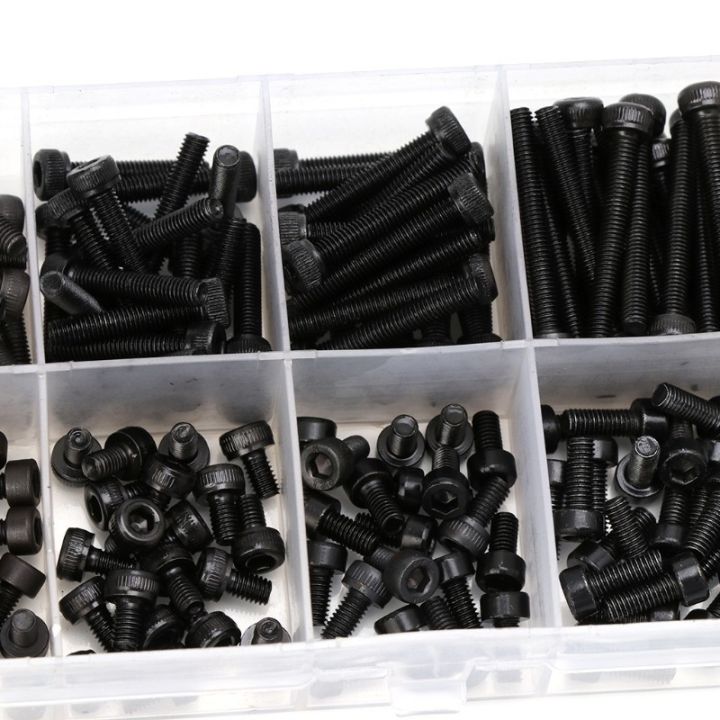 280pcs-box-m2-m2-5-m3-screw-kits-hex-socket-head-cap-screw-din912-black-steel-hexagon-cylinder-bolt-kits